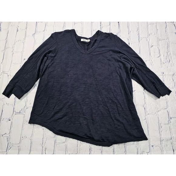 Wilt USA Shrunken Crew 3/4 Sleeve Mock Layer Tee Shirt Navy Blue WOMENS SIZE XS - Picture 1 of 12